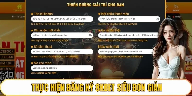 Thực hiện đăng ký 8KBET siêu đơn giản